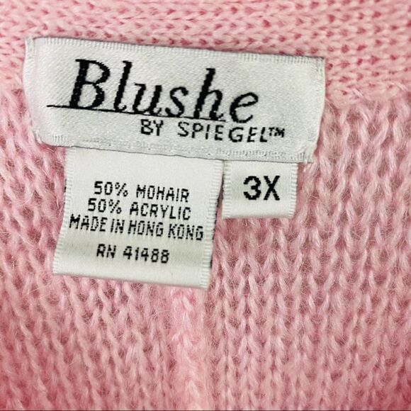 Vintage Spiegel Mohair Long Ice Pink Cardigan Size 3X - Picture 3 of 4